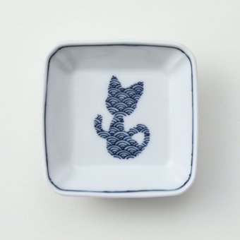 青海波　＜ねこ＞豆皿