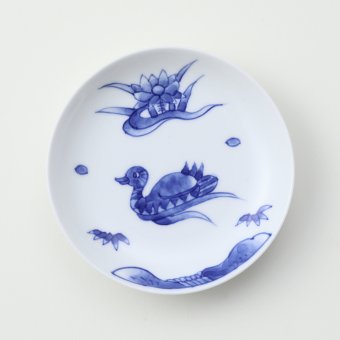 染付鴨絵豆皿