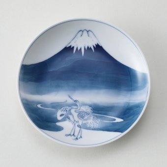 富士に鶴豆皿